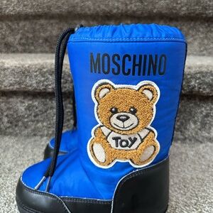 Moschino Blue and Black Teddy Bear Boots